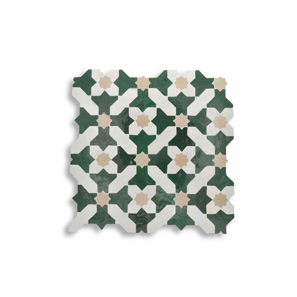 “Sultan Garden” – Géométrie impériale en vert Majorelle et grès