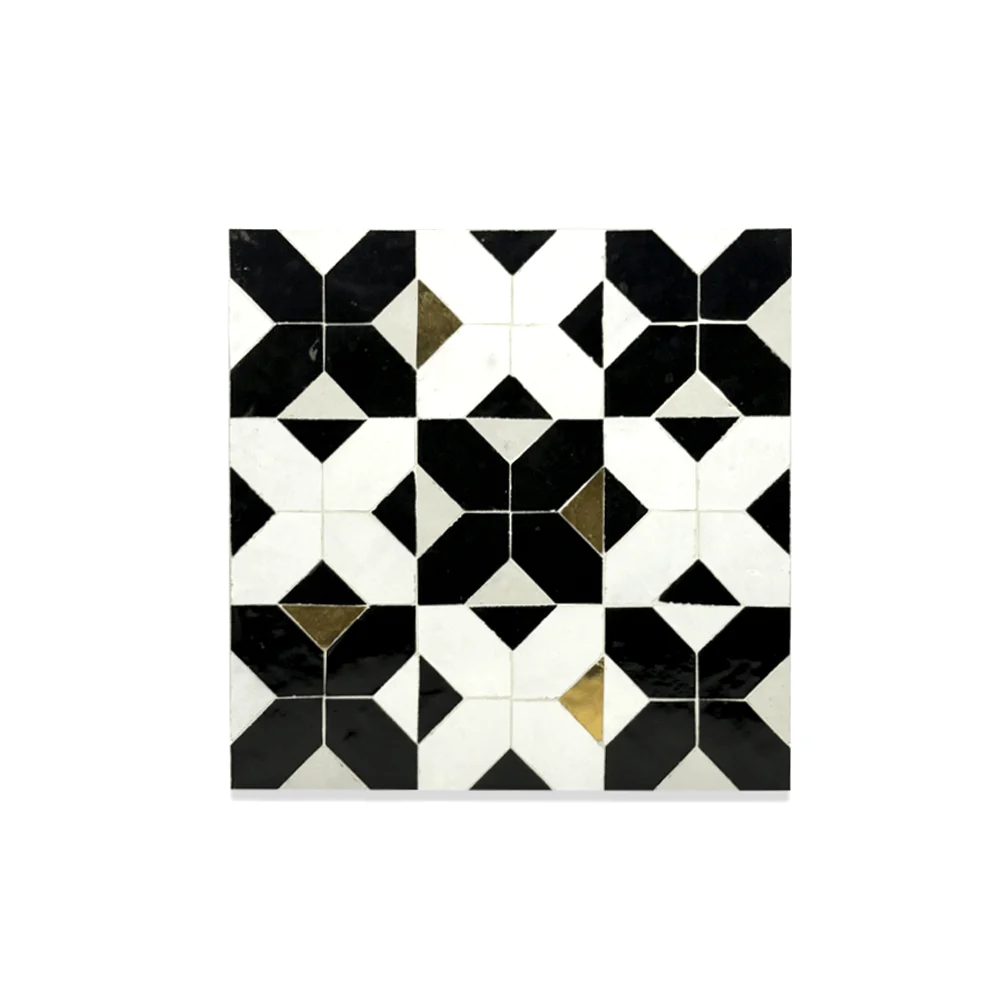Seft Onyx – Panneau de zellige en géométrie d'étoiles noir et blanc